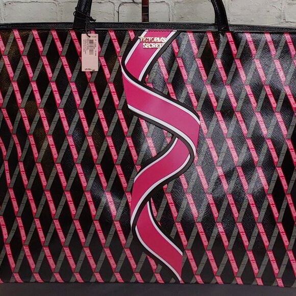🎈HOLD🎈VICTORIA'S SECRET' TOP~ZIP CARRY~ALL TOTE BAG DOUBLE STRAP RIBBON LOGO - Picture 6 of 16